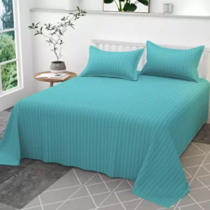 Valtellina Double Microfiber Sky Blue Stripes Fitted Sheet